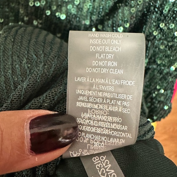 CALVIN KLEIN Green Sequins VNeck Holiday 3/4 Sleeves Dress Size 6 BNWT - Picture 8 of 9